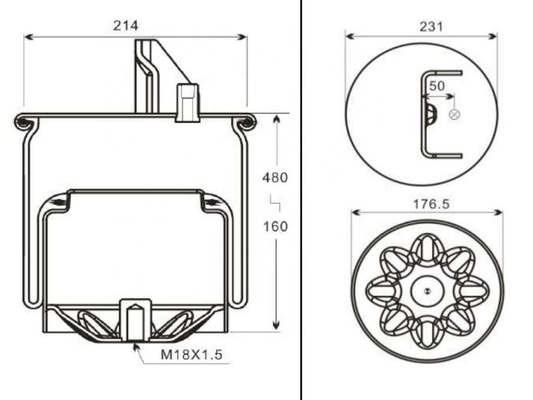 TRS-220SCN Rubber Rolling Lobe Air Spring Suspension Spring Untuk Truk