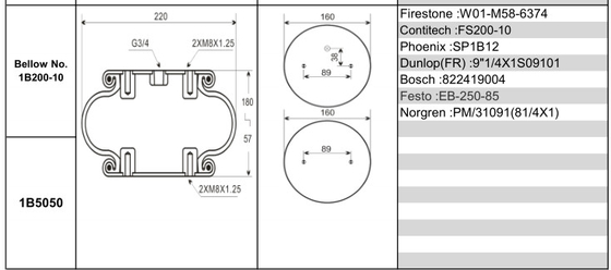W01-M58-6374/FS200-10 Air Ride Spring Firestone Rubber Air Spring