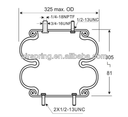 Pegas udara berbelit ganda Suspensi udara Goodyear 2B12-313/Contitech FD330-22 364/Firetone W01-358-7405